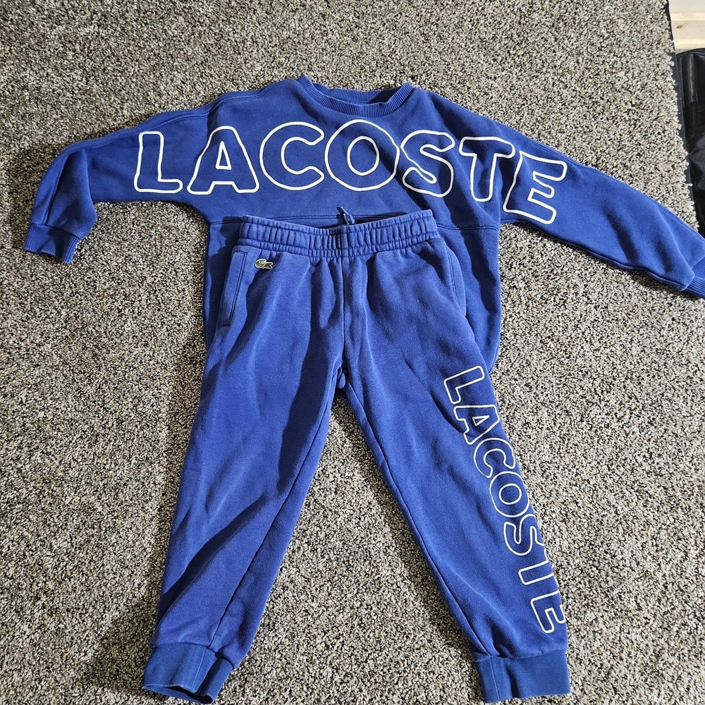 Lacoste Kids Blue Sweatshirt and Joggers Tracksuit Set Size 6 XJ6901 Logo